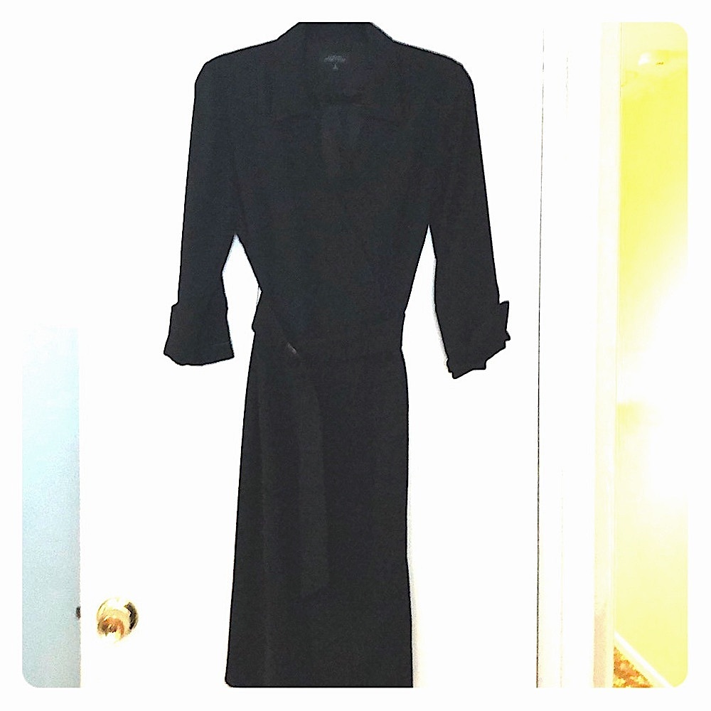 Tahari black trench coat dress